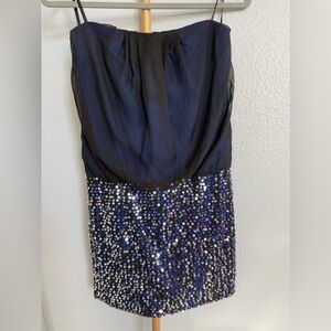 As U Wish - Black and Blue Strapless Sequin Mini Dress size Large